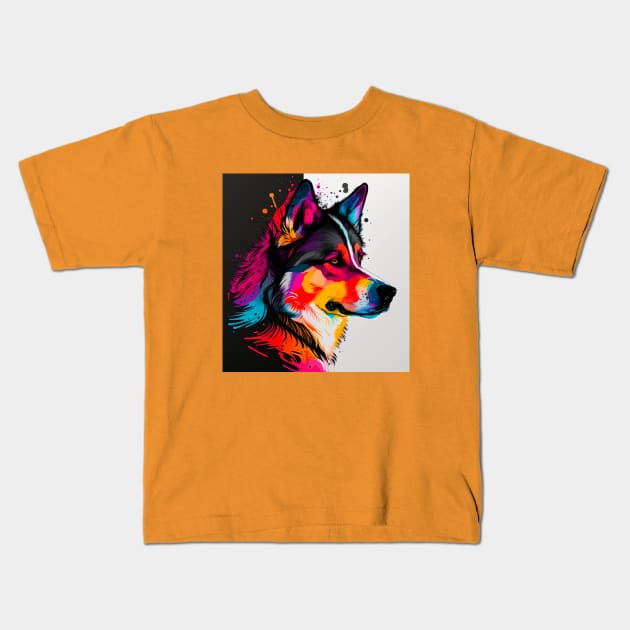 Siberian Husky Pop Art Design Kids T-Shirt by Star Scrunch